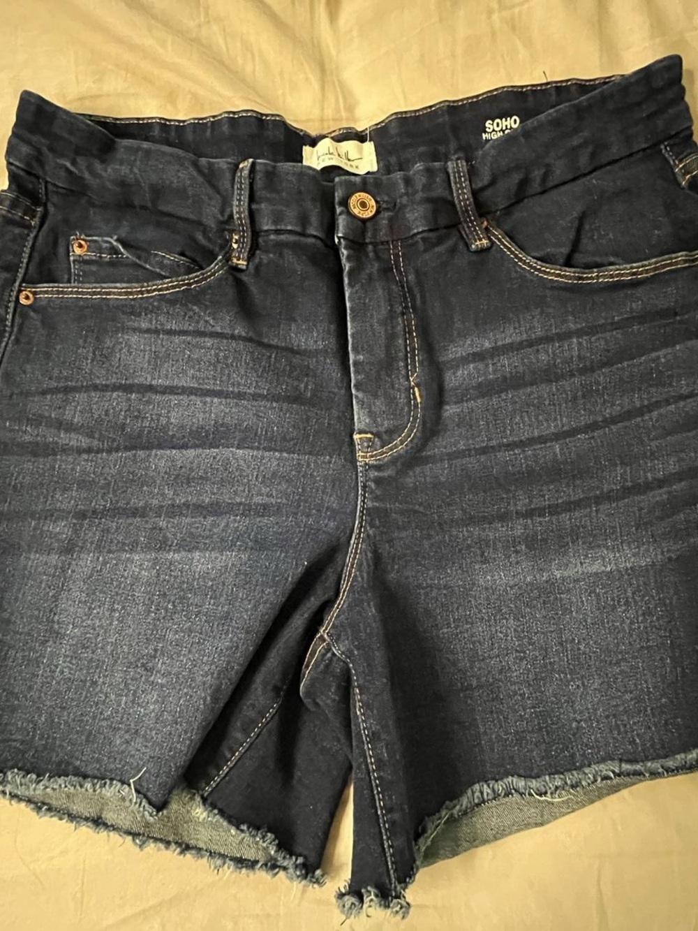 Nicole Miller SoHo High Rise Denim Shorts Dark Wash - Picture 3 of 6